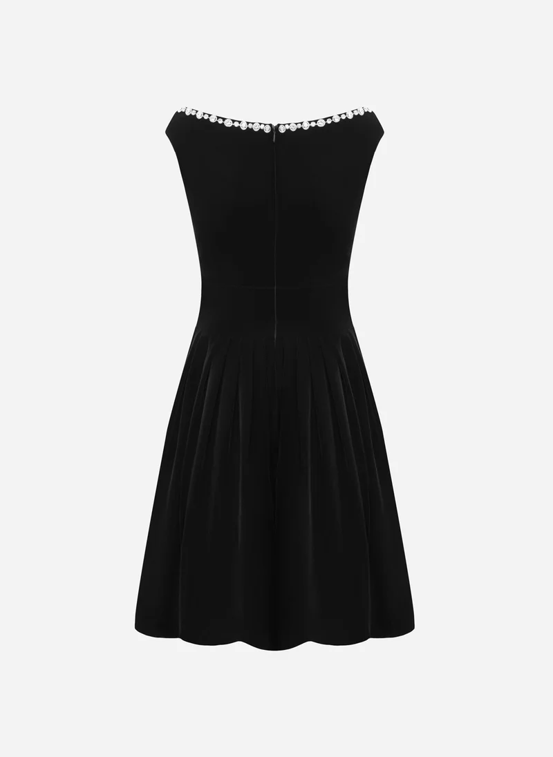Lichi  Velvet mini dress with collar embellishment for Women | Best Price UAE