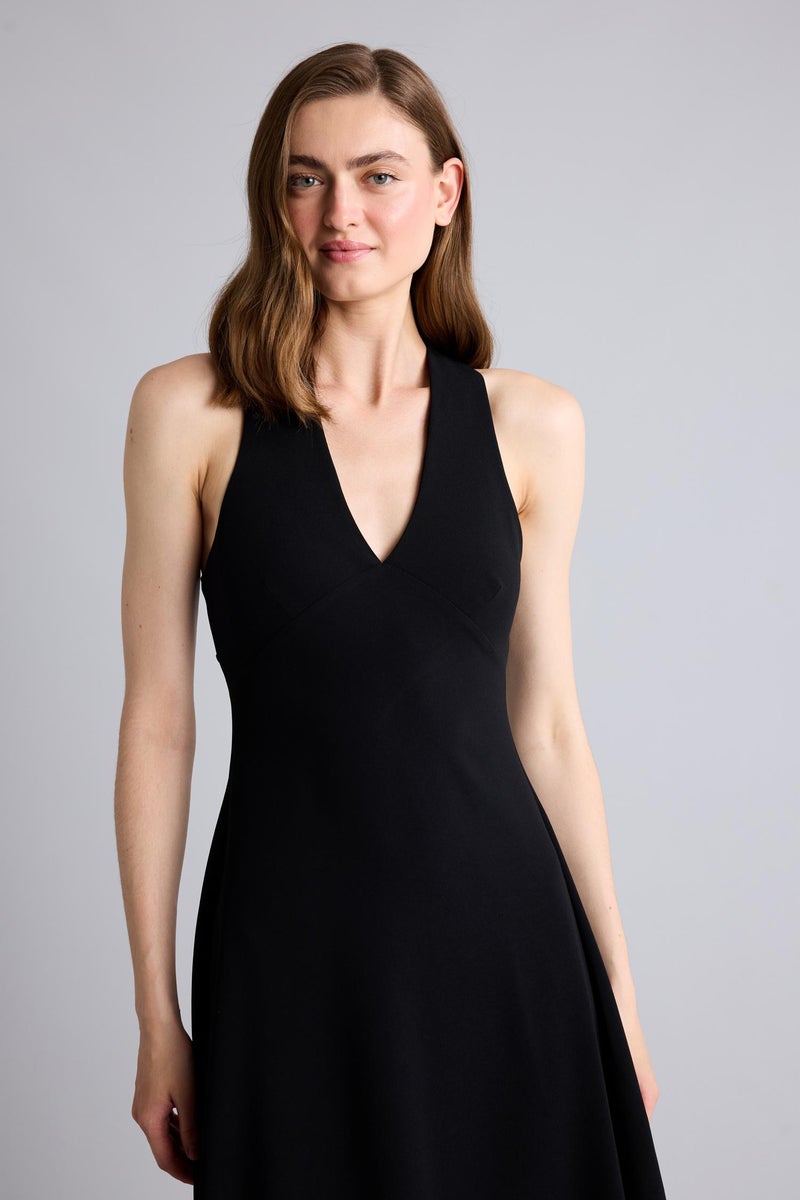 DeFacto Black Woman V-Neck Sleeveless Maxi Black Dress Casual - Image 5