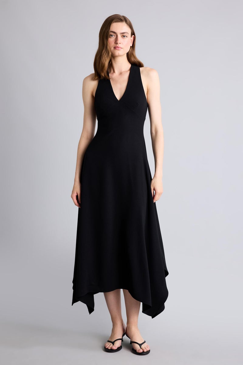 DeFacto Black Woman V-Neck Sleeveless Maxi Black Dress Casual - Image 4