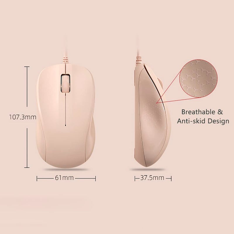 CORN USB Silent Wired Computer Mouse with Easy Click for Office and Home, 1200DPI, Premium and Portable, Compatible with Windows PC, Laptop, Desktop, Notebook (Pink) - Image 3