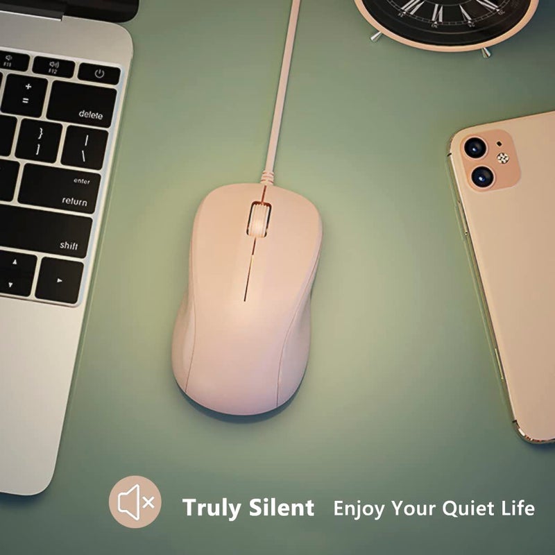 CORN USB Silent Wired Computer Mouse with Easy Click for Office and Home, 1200DPI, Premium and Portable, Compatible with Windows PC, Laptop, Desktop, Notebook (Pink) - Image 2