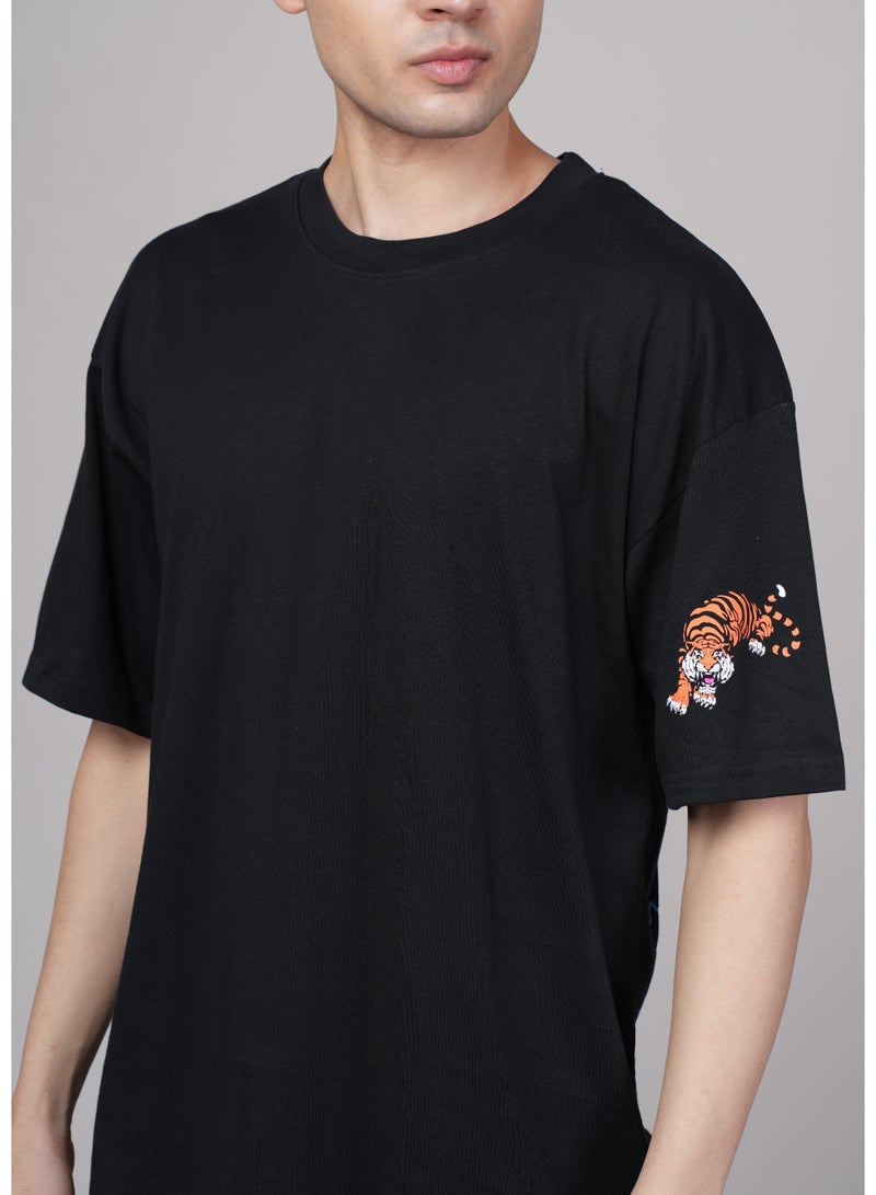 OUTLAWS Graphic Printed Cotton Oversized Drop Shoulder T-shirt for Men - Image 4