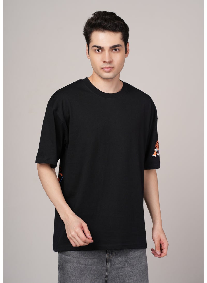OUTLAWS Graphic Printed Cotton Oversized Drop Shoulder T-shirt for Men - Image 2