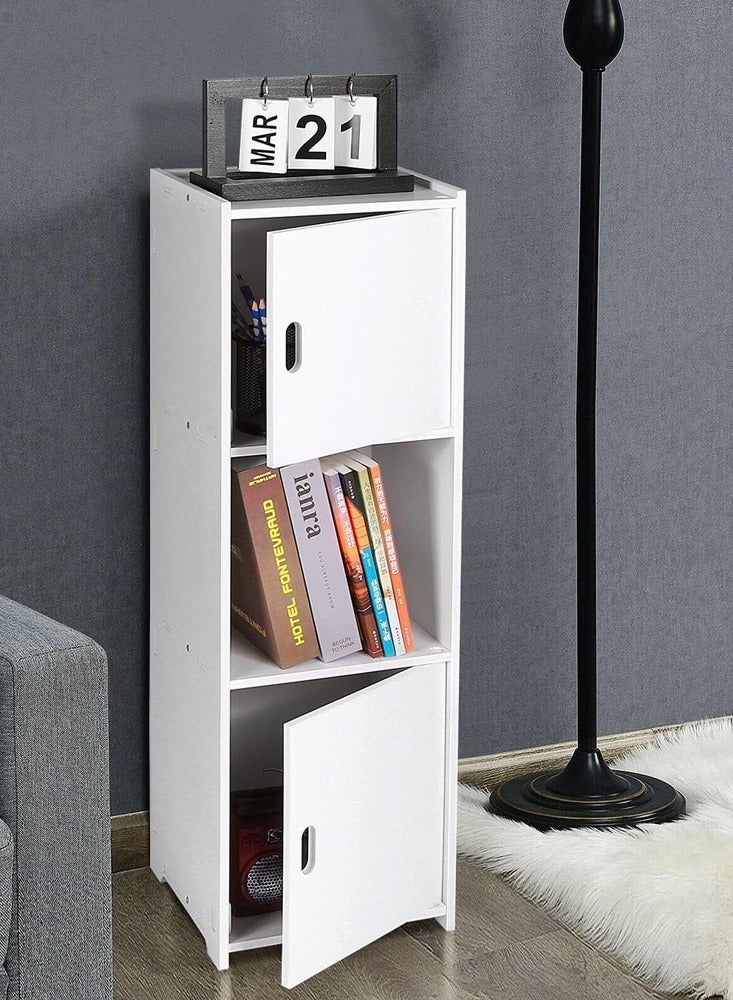 FFD White Waterproof Bathroom Cabinet with Open Shelves and Cupboard Doors – Sturdy Storage Unit for Bathroom, Bedroom, Kitchen, and Hallway, Easy Assembly - Image 3