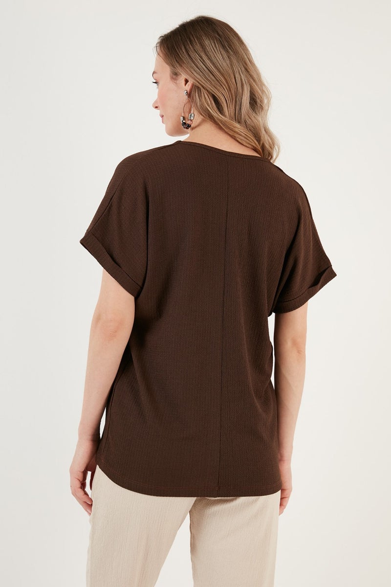 Lela Button Detailed V-Neck Blouse Women's Blouse 5865567  - Image 3