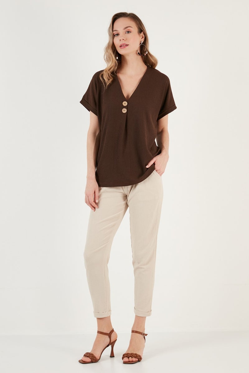 Lela Button Detailed V-Neck Blouse Women's Blouse 5865567  - Image 5