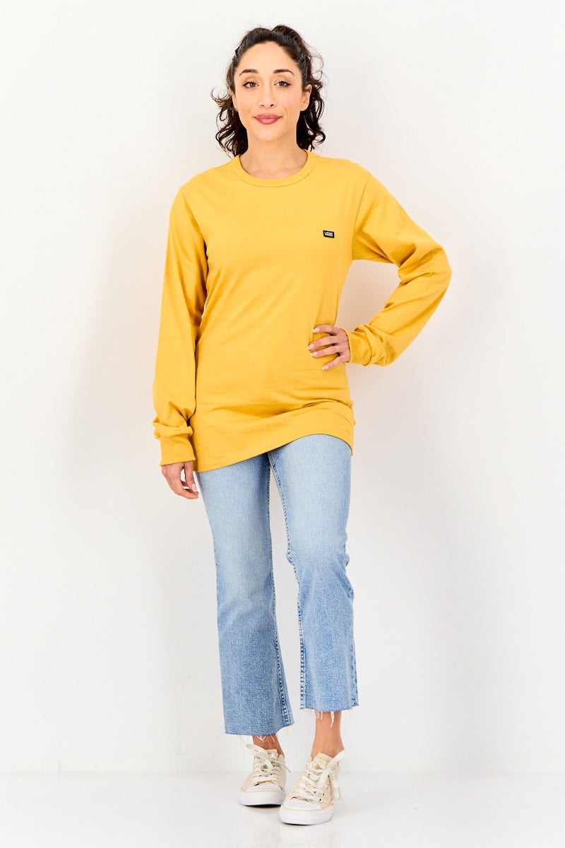 VANS Women Brand Logo Long Sleeve Outdoor Sweartshirt, Yellow - Image 4