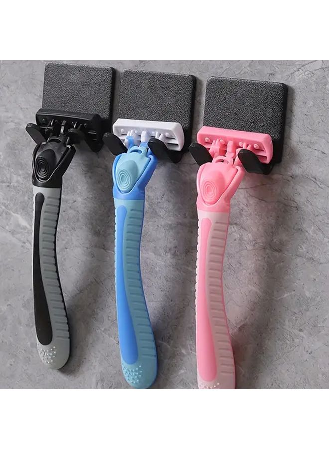 Durable Wall Mounted Shaver Holder Rack 5pcs Black Plastic Bathroom Storage - Image 5