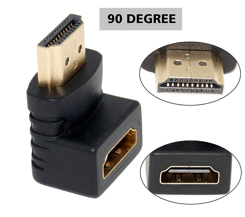 LS LAPSTER Quality Assured Gold Plated HDMI Male to Female Converter Connector Adapter 90 Degree L Shape for HDTV, Plasma TV, LED, LCD Etc – Black (LST-HDMI-m2f-90degree-B) - Image 3