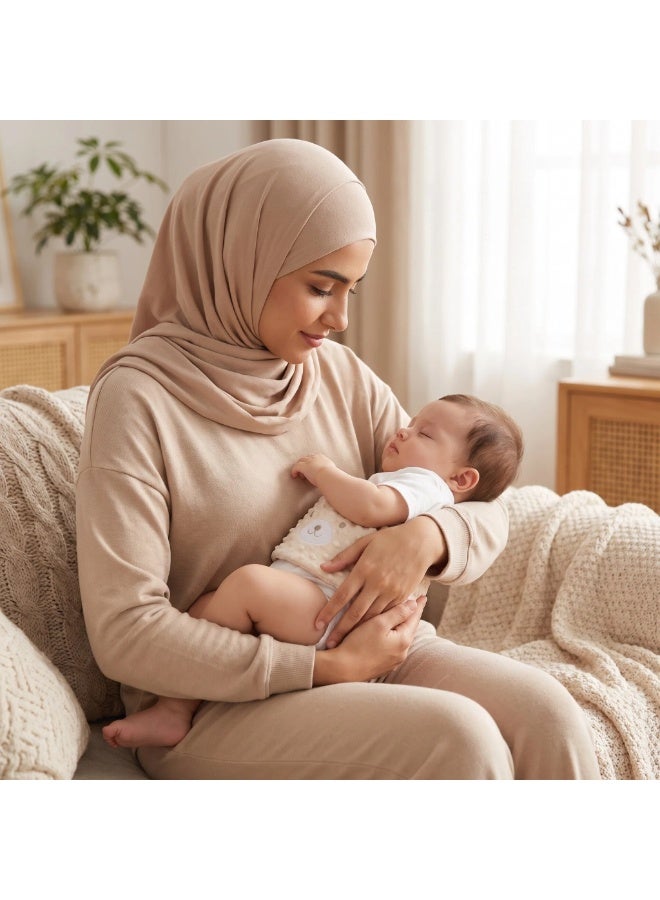 تخفيف المغص والغازات لدى الأطفال - لفافة بطن دافئة ببذور الكاسيا، وحزام قماط دافئ للأطفال لتخفيف الغازات والانتفاخ واضطراب المعدة (بيج) - Image 5