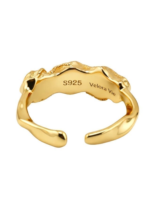 Velora Vie Scoria Crest Ring, 925 Sterling Silver Plated with 18K Gold Vermeil - Image 5