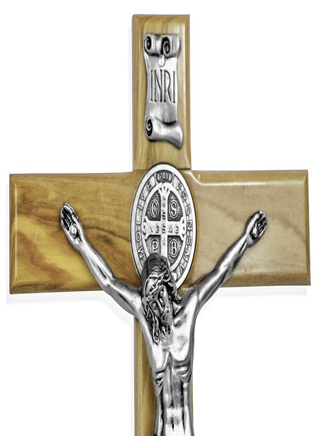 Venerare Standing Crucifix Cross 12" Olive Wood Standing Cross with Holder and St. Benedict Booklet Included - Image 2