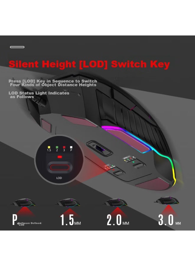 A4TECH ماوس الألعاب السلكي A4tech W95max لبرمجة الماكرو، لابتوب ميكانيكي، كمبيوتر مكتبي، ببجي، ليج أوف ليجندز، ماوس الألعاب بلود هاند فانتوم، أسود - Image 4