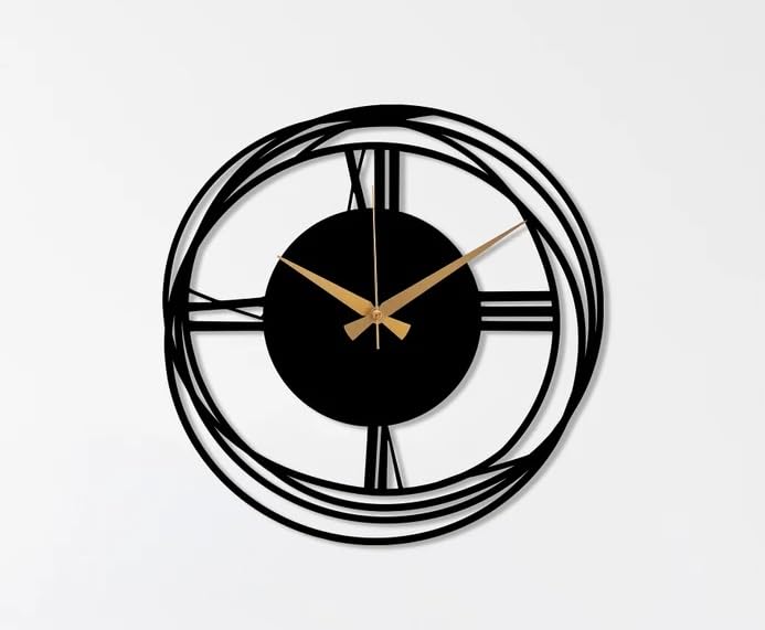 Reyox Metal Analog Wall Clock for Living Room Bedroom Wall Hanging Decor Metal SignHousewarming Gift AntiqueBig Size Black 40 CM DA38