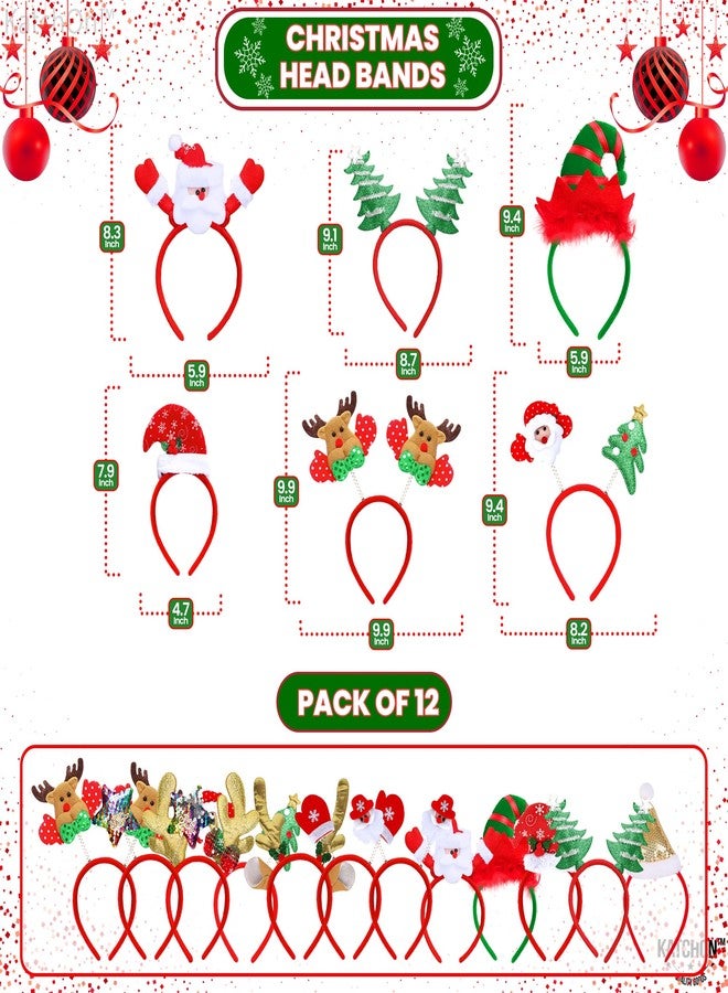 KatchOn Merry Christmas Headbands for Women - Pack of 12 | Holiday Headwear for Women | Christmas Party Favors and Accessories | Girls Xmas Hair Accessories | Christmas Headbands for Adults - Image 2