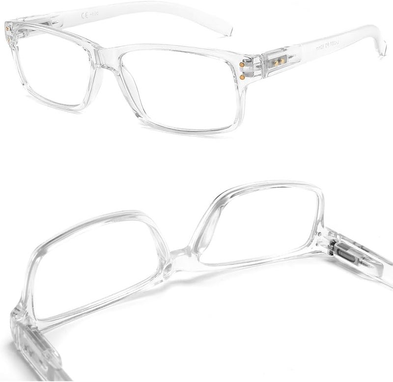 LANLANG Daily repeated use trusted quality 3-Pack Reading Glasses for Men,Spring Hinge,3 Colors,Clear Lens,L-L007 Multi-use detailed build - Image 4