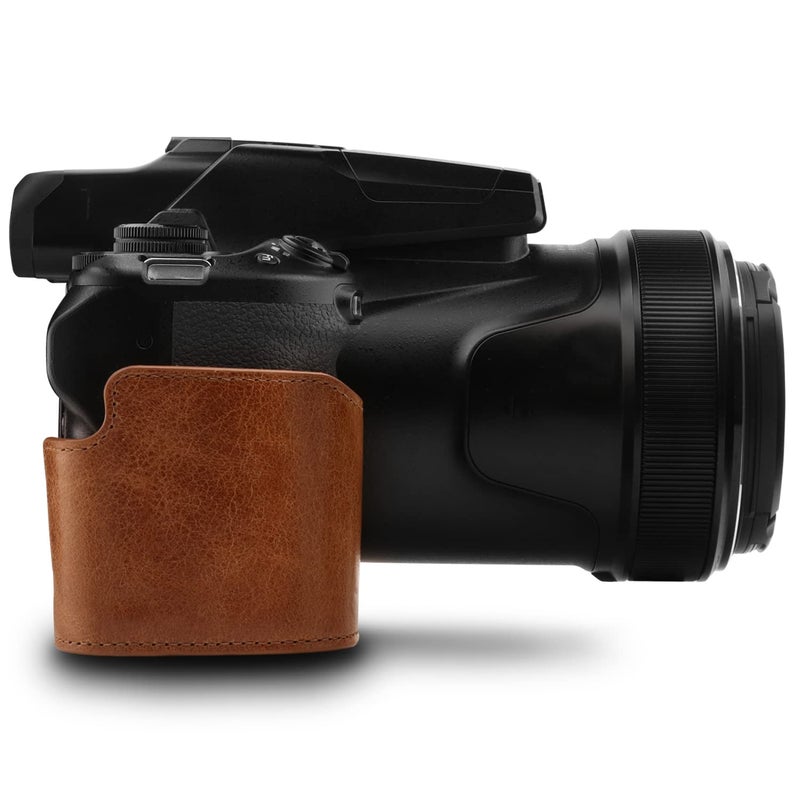 MegaGear MG1534 Nikon Coolpix P1000 Ever Ready Leather Camera Half Case and Strap - Dark Brown, Compact,DarkBrown - Image 2