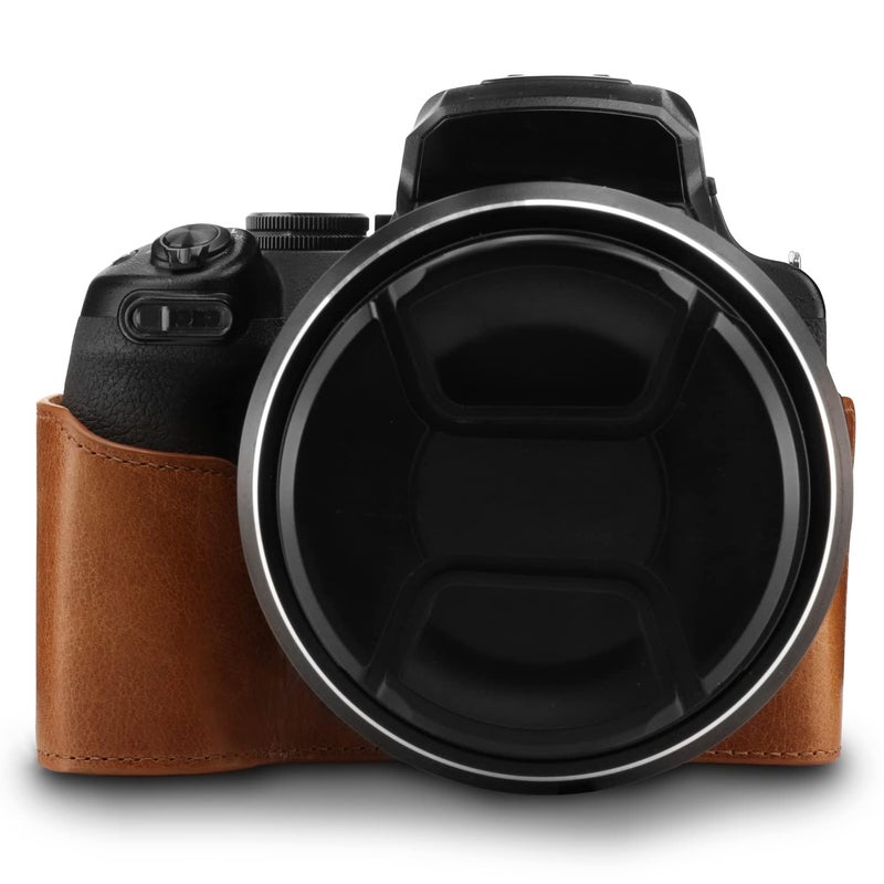MegaGear MG1534 Nikon Coolpix P1000 Ever Ready Leather Camera Half Case and Strap - Dark Brown, Compact,DarkBrown - Image 4