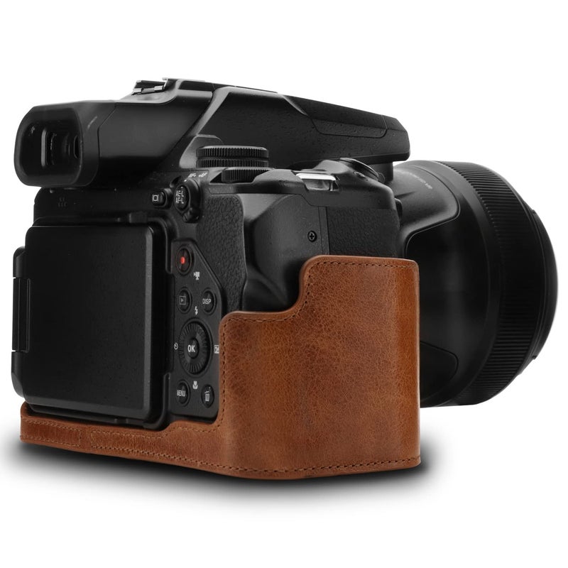 MegaGear MG1534 Nikon Coolpix P1000 Ever Ready Leather Camera Half Case and Strap - Dark Brown, Compact,DarkBrown - Image 3