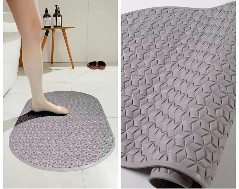 N M Z PVC Non Slip Bathroom Mat, Bath Tub Mat with Anti-Skid Suction Cups, Oval Bathroom Floor Mat (1 Pc) (Multi Colour) - Image 2