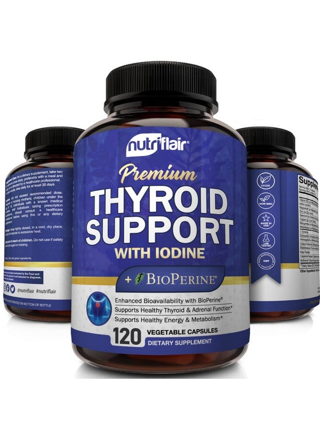 نوتري فلير NutriFlair Thyroid Support Complex، 120 كبسولة - مع اليود والفلفل الأسود والأشواغاندا وفيتامين ب12 - مكمل غذائي للغدة الدرقية للنساء والرجال - Image 4