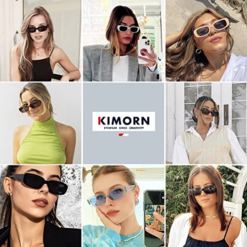 kimorn Rectangle Sunglasses for Women Men Trendy Retro Fashion Sun Glasses 90’s Vintage Square Frame K1200 (Green Frame Gradient Grey Lens, 65) - Image 2