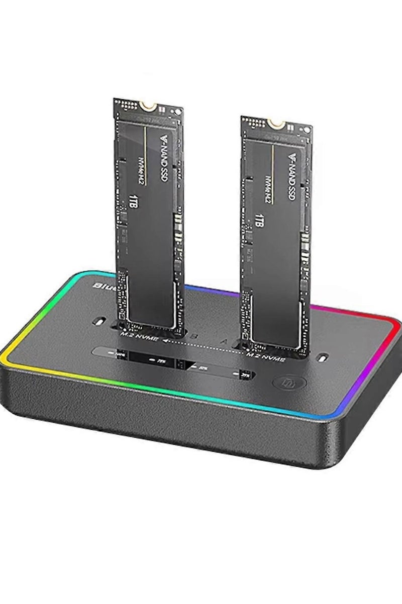 ايساجر محطة إرساء SSD M.2 NVMe ثنائية الفتحات - حاوية خارجية عالية السرعة USB 3.2 Gen2 بسرعة 10 جيجابت في الثانية مع استنساخ دون اتصال، تدعم SSD M-Key/B+M Key 2230/2242/2260/2280 - Image 1