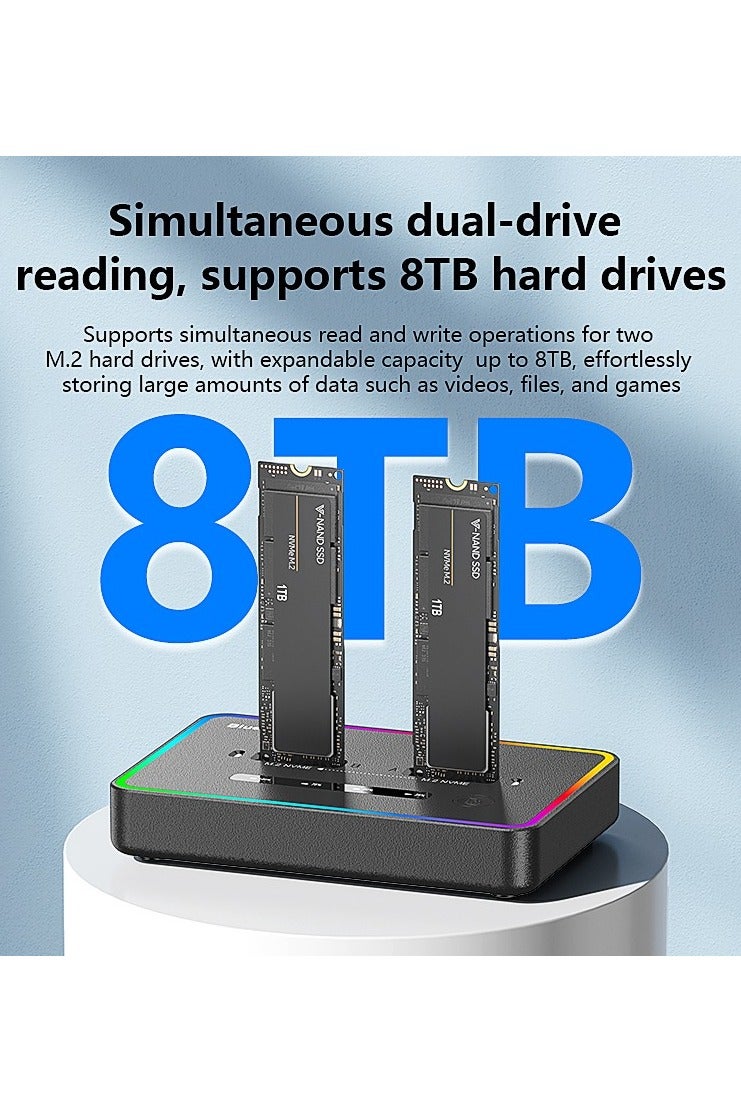 ايساجر محطة إرساء SSD M.2 NVMe ثنائية الفتحات - حاوية خارجية عالية السرعة USB 3.2 Gen2 بسرعة 10 جيجابت في الثانية مع استنساخ دون اتصال، تدعم SSD M-Key/B+M Key 2230/2242/2260/2280 - Image 3