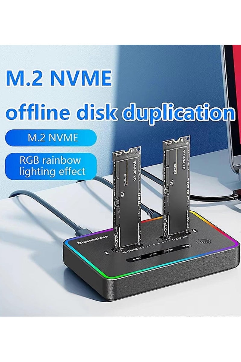 ايساجر محطة إرساء SSD M.2 NVMe ثنائية الفتحات - حاوية خارجية عالية السرعة USB 3.2 Gen2 بسرعة 10 جيجابت في الثانية مع استنساخ دون اتصال، تدعم SSD M-Key/B+M Key 2230/2242/2260/2280 - Image 4