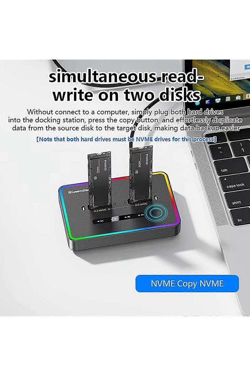 ايساجر محطة إرساء SSD M.2 NVMe ثنائية الفتحات - حاوية خارجية عالية السرعة USB 3.2 Gen2 بسرعة 10 جيجابت في الثانية مع استنساخ دون اتصال، تدعم SSD M-Key/B+M Key 2230/2242/2260/2280 - Image 5