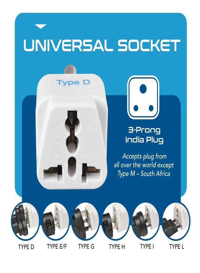 Ceptics (USA, UK, China & More) to India (Type D) Travel Adapter Plug - CE Certified - RoHS Compliant (GP-10) - Image 5