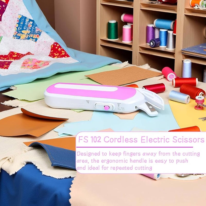 مقص كهربائي للقماش يعمل بالبطارية، مقص يدوي للقطع لخياطة السجاد والجلد - Image 3