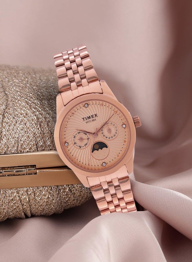 Timex Analog Rose Gold Dial Women's Watch-TWEL13105 - Image 2