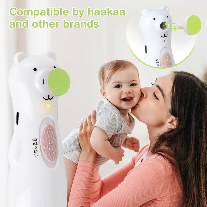 haakaa Electric Nail Trimmer Replacement Pads Baby Nail Trimmer Heads Compatible with All haakaa Nail Trimmers, Suitable for 6-12months, Green - Image 5