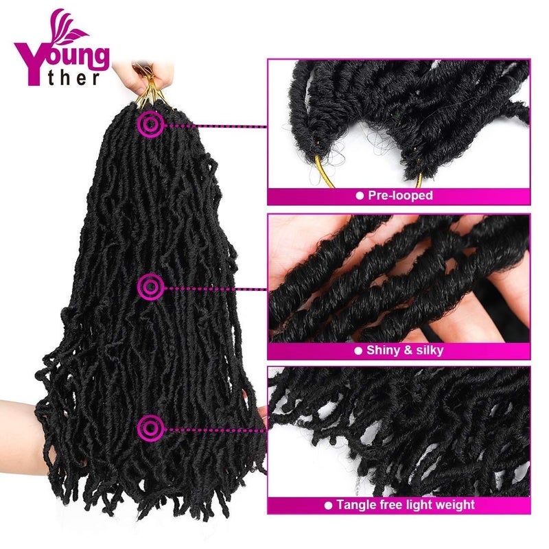 Youngther New Faux Locs Crochet Hair 24 inch 7 Packs Soft Crochet Locs For Natural Butterfly Locs Style - Pre Looped Goddess Locs Crocher Hair For Balck Women Synthetic Braiding Hair Extensions - Image 3