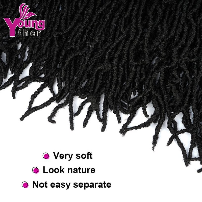 Youngther New Faux Locs Crochet Hair 24 inch 7 Packs Soft Crochet Locs For Natural Butterfly Locs Style - Pre Looped Goddess Locs Crocher Hair For Balck Women Synthetic Braiding Hair Extensions - Image 5