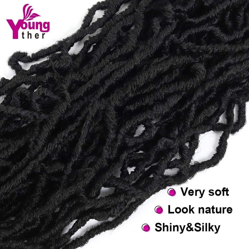 Youngther New Faux Locs Crochet Hair 24 inch 7 Packs Soft Crochet Locs For Natural Butterfly Locs Style - Pre Looped Goddess Locs Crocher Hair For Balck Women Synthetic Braiding Hair Extensions - Image 4