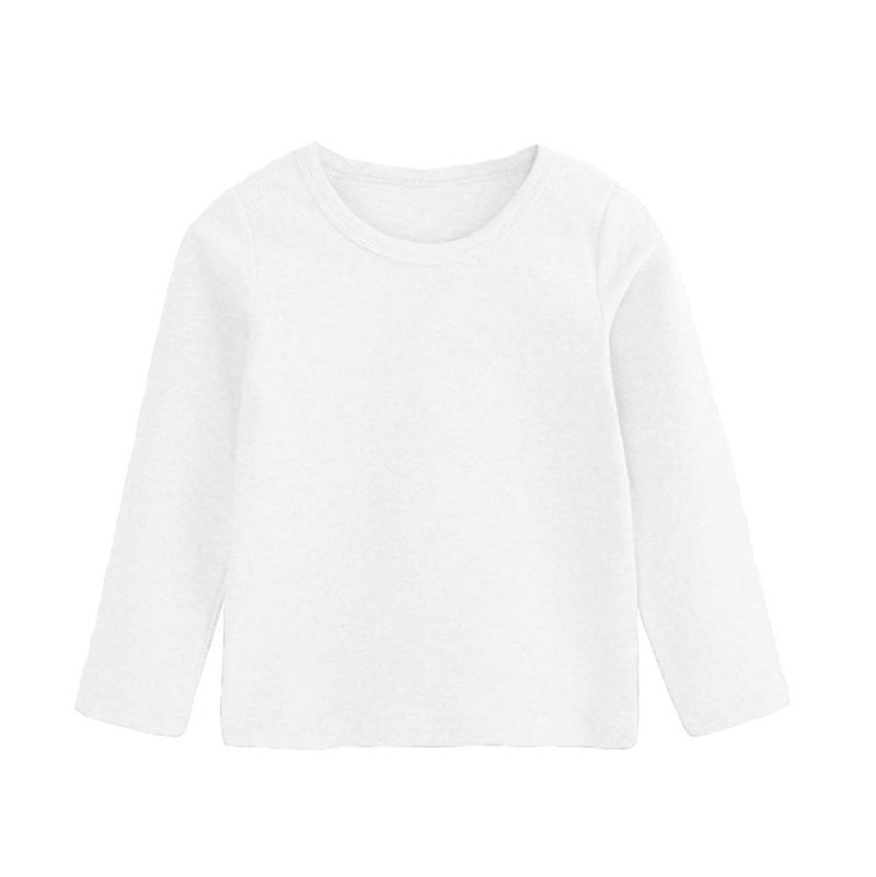 Toddler Baby Boy Girl Basic Solid Plain Organic Cotton T Shirts Tops Long Sleeve Tee Shirt Girls Clothes A White 45 Years
