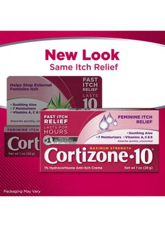 Cortizone 10 Maximum Strength Feminine Itch Cream, 1% Hydrocortisone, 1 oz.  - Image 2