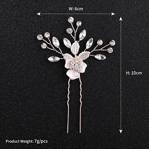 HapiBuy Beautiful Floral Rose Gold Wedding Hair Comb With Clear Crystal Side Bridal Comb with 2 Hair Pins, Hair Sticks - Image 5