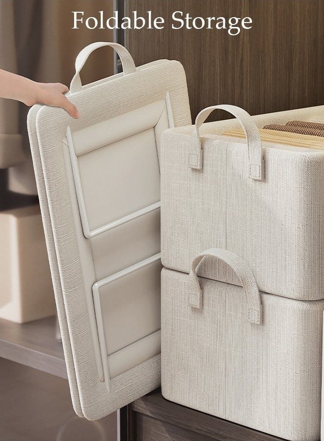 Bukela 3pcs Wardrobe Clothes Organizer Foldable Closet Storage Organizer for Clothes Jeans Washable Closet Storage Boxes with Carrying Handles Cube Storage Bin for Home Bedroom Office - Image 5