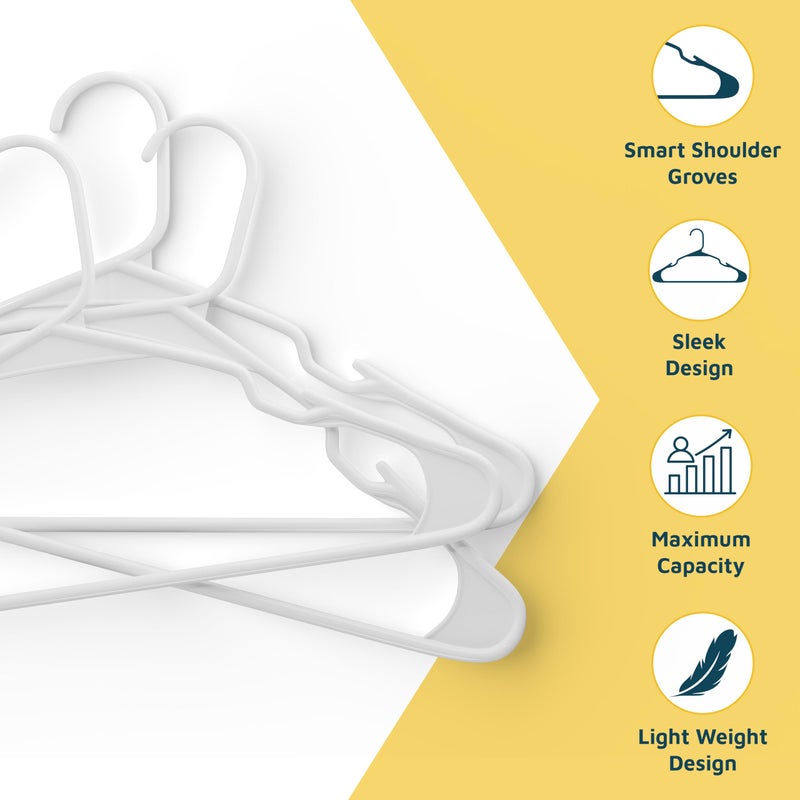 Lifemaster Plastic Clothes Hangers â€“ Heavy Duty Hanger Set, for Organizing Clothes, Dresses, and Coat, Holds Up to 5 lbs, Space-Saving Hangers with Non-Slip Shoulder Grooves, Pack of 20, White - Image 4
