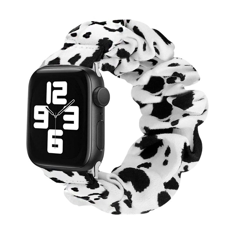 MONOBLANKS Scrunchie Elastic Watch Band Compatible with Apple Watch Band 38mm/40mm/41mm 42mm/44mm/45mm,Thick Elastic Band Replacement for iWatch Series 9/8/7/SE/6/5/4/3/2/1 (Cow, 38mm/40mm/41mm) - Image 1