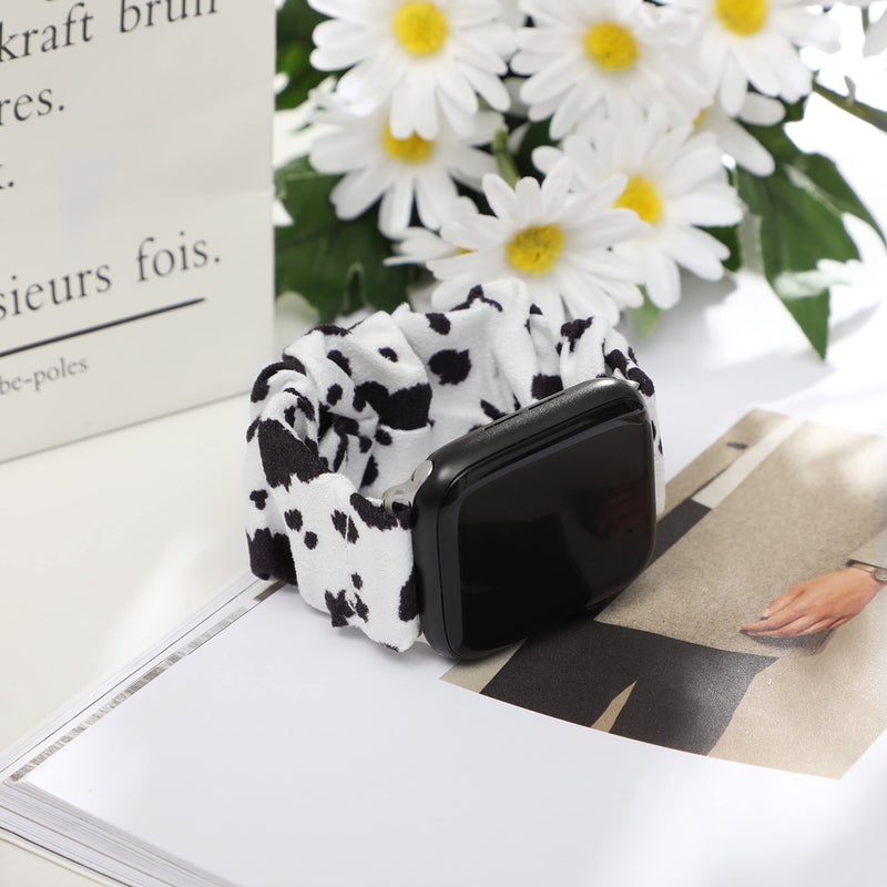 MONOBLANKS Scrunchie Elastic Watch Band Compatible with Apple Watch Band 38mm/40mm/41mm 42mm/44mm/45mm,Thick Elastic Band Replacement for iWatch Series 9/8/7/SE/6/5/4/3/2/1 (Cow, 38mm/40mm/41mm) - Image 3