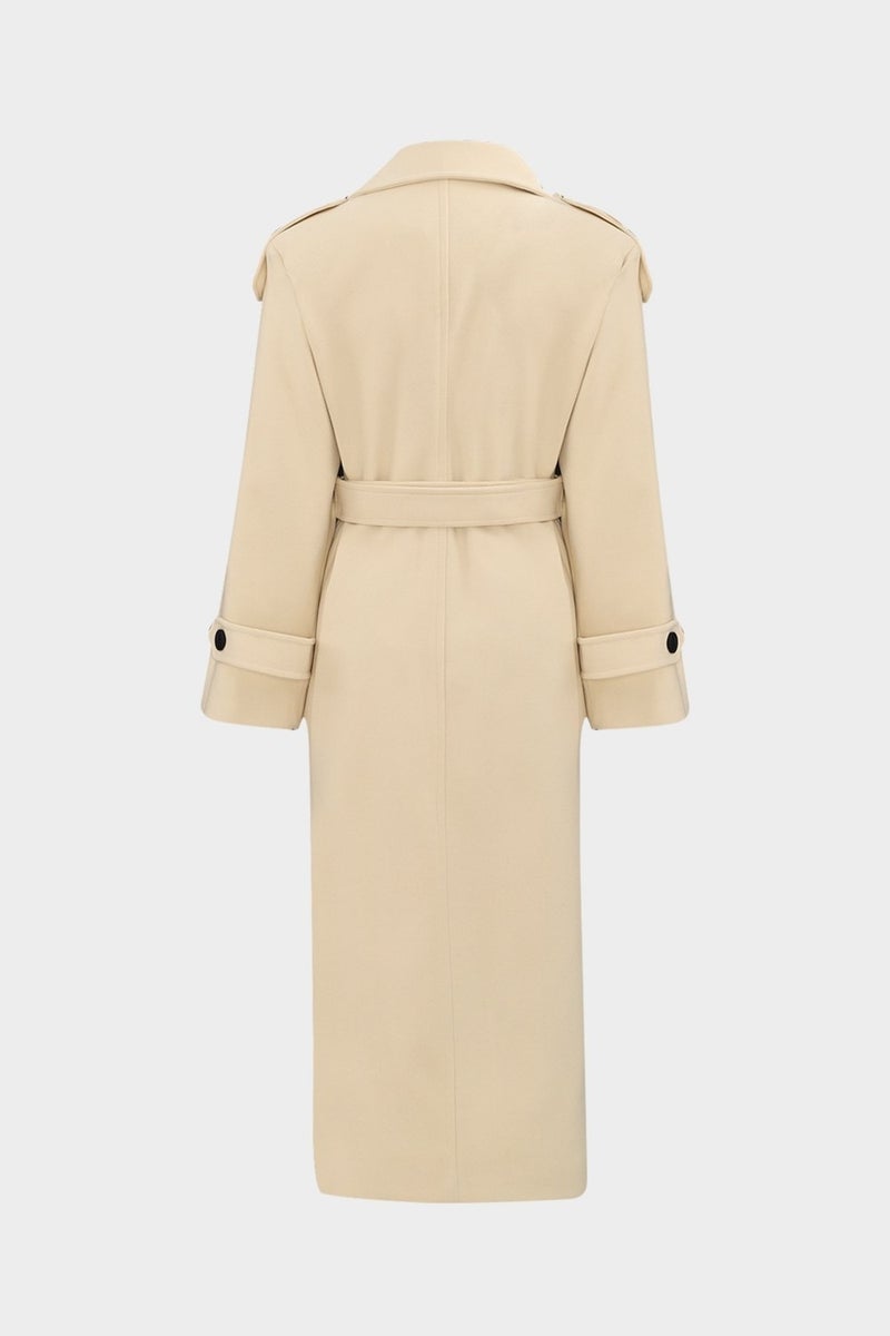Açelya Okcu AÇELYAOKCU Lapel Premium Epaulette Detailed Double Breasted Slim Fit Women's Wool Coat  - Image 3