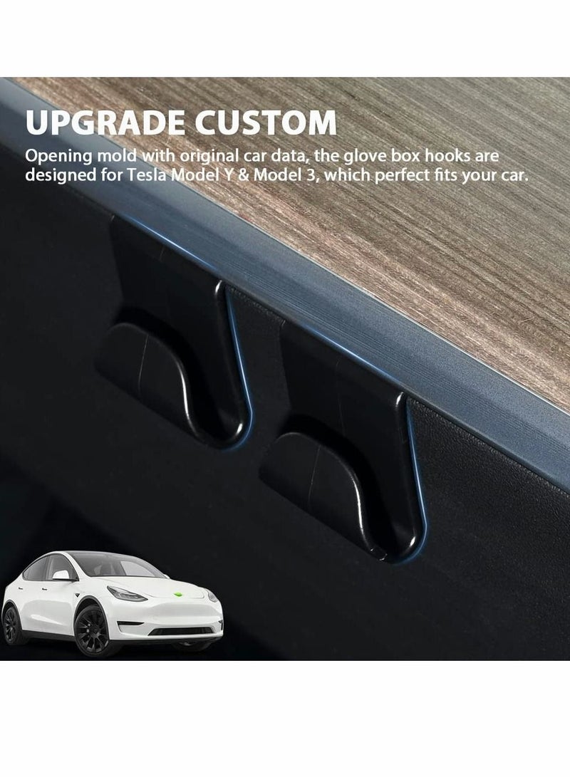 Y&D Fit for Glove Box Hooks 2020-2022 Tesla Model Y & 2017-2022 3 Accessories Organizer Bag Holder, Storage Hanger Clip, Hook Co-driver Buckle Convenient Hook, Black, 2pcs  - Image 3