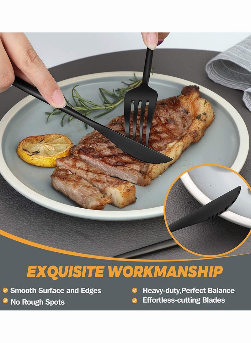 Zikra Stainless Steel Flatware Set Matte Black Silverware Set 5 Pieces Service for 1 Kitchen Utensil Set Tableware Cutlery Set Satin Finished Polished and Dishwasher Safe - Image 3