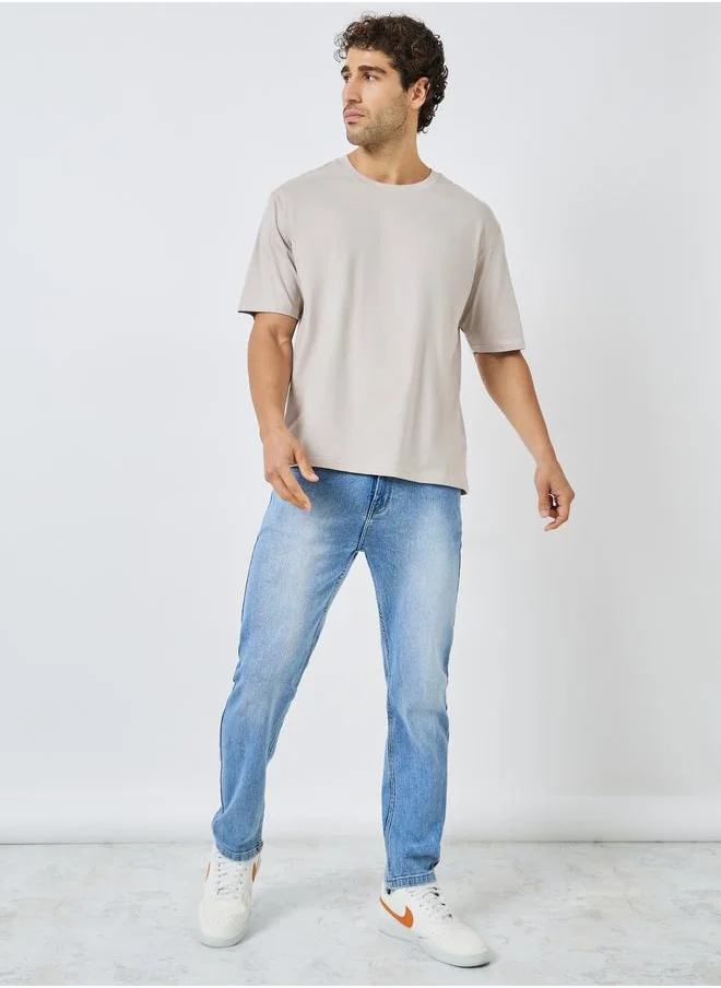 ستايلي Styli Oversized Stay Humble Slogan Cotton T-Shirt