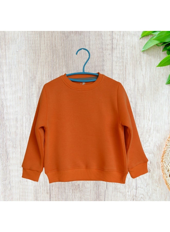 Horse Polo Sweatshirt Kids Plain,Orange - Image 2