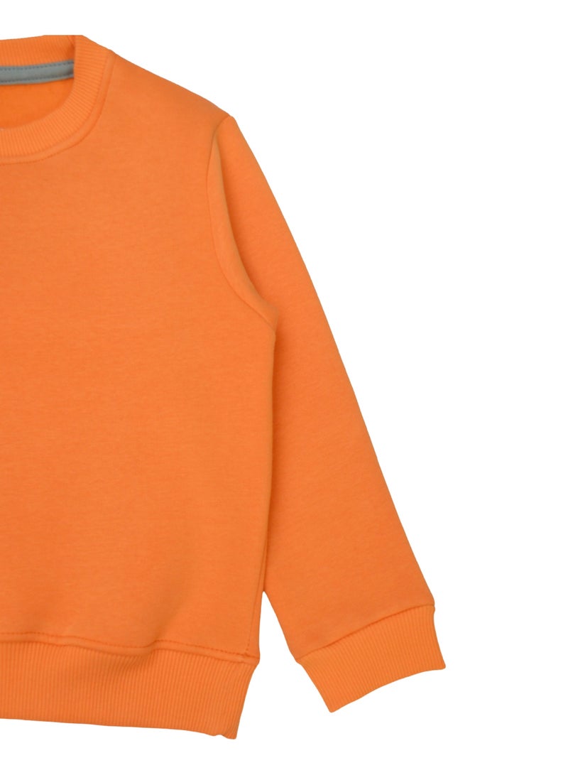 Horse Polo Sweatshirt Kids Plain,Orange - Image 4